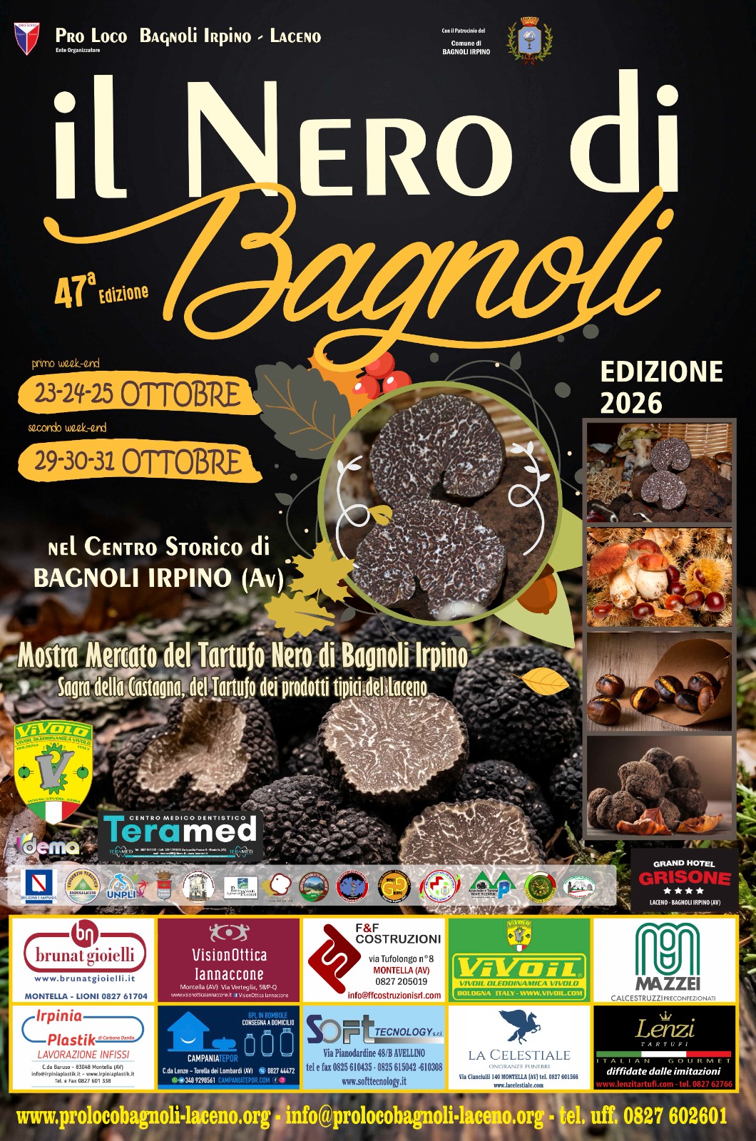 Locandina della 47ª edizione de «Il Nero di Bagnoli» con tartufi neri e le date di ottobre 2026